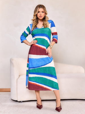 Vestido Midi Estampa Vertical