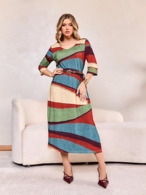 Vestido Midi Estampa Vertical